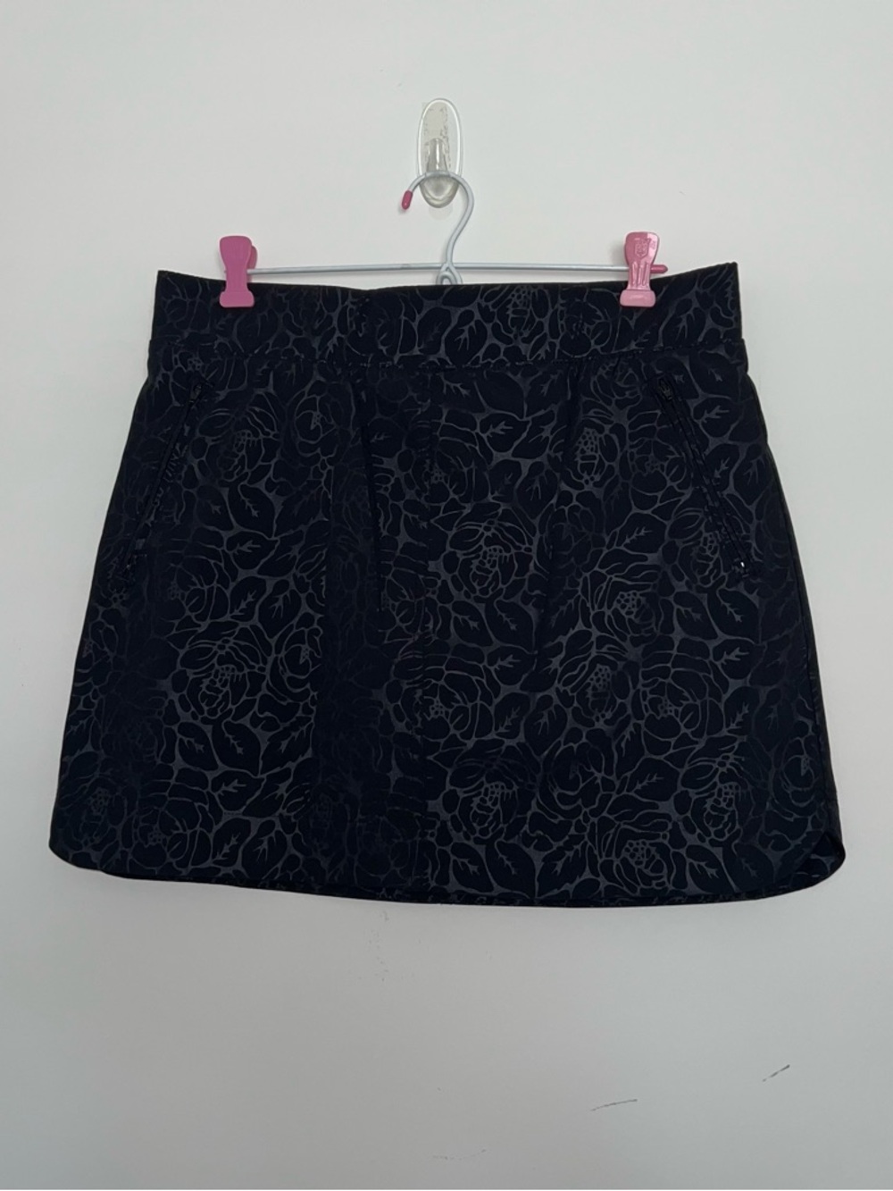 Orvis Black Floral-Texture Mini Skirt